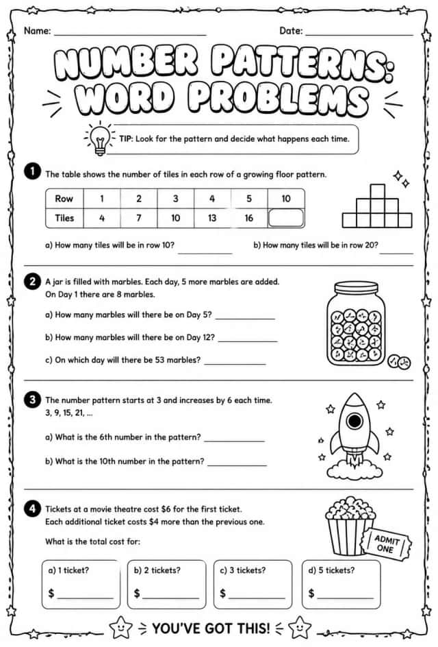 Number patterns: word problems