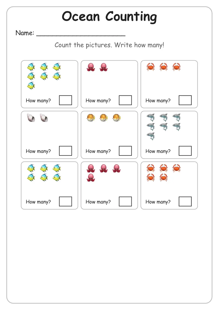 Ocean Counting to 10 (Kindergarten)