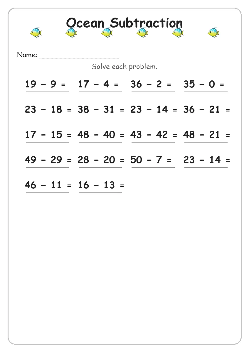 Ocean Subtraction (Grade 2)