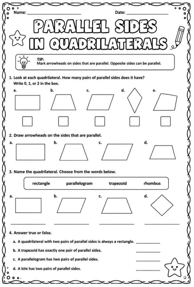 Parallel sides in quadrilaterals