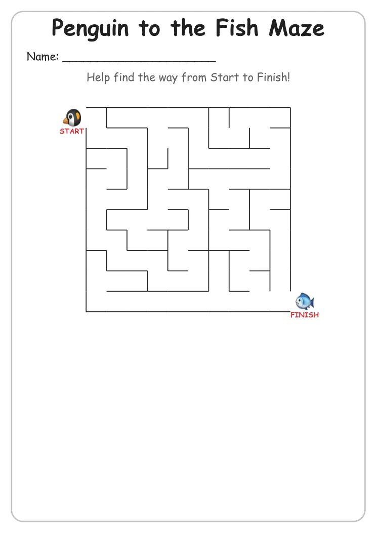Penguin to the Fish maze for Grade 1