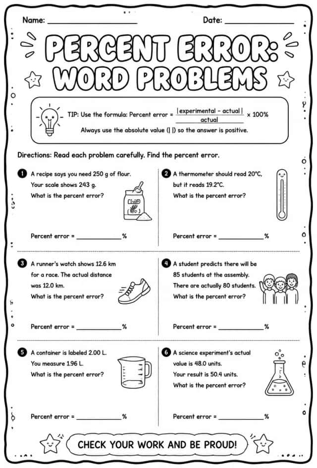 Percent error: word problems