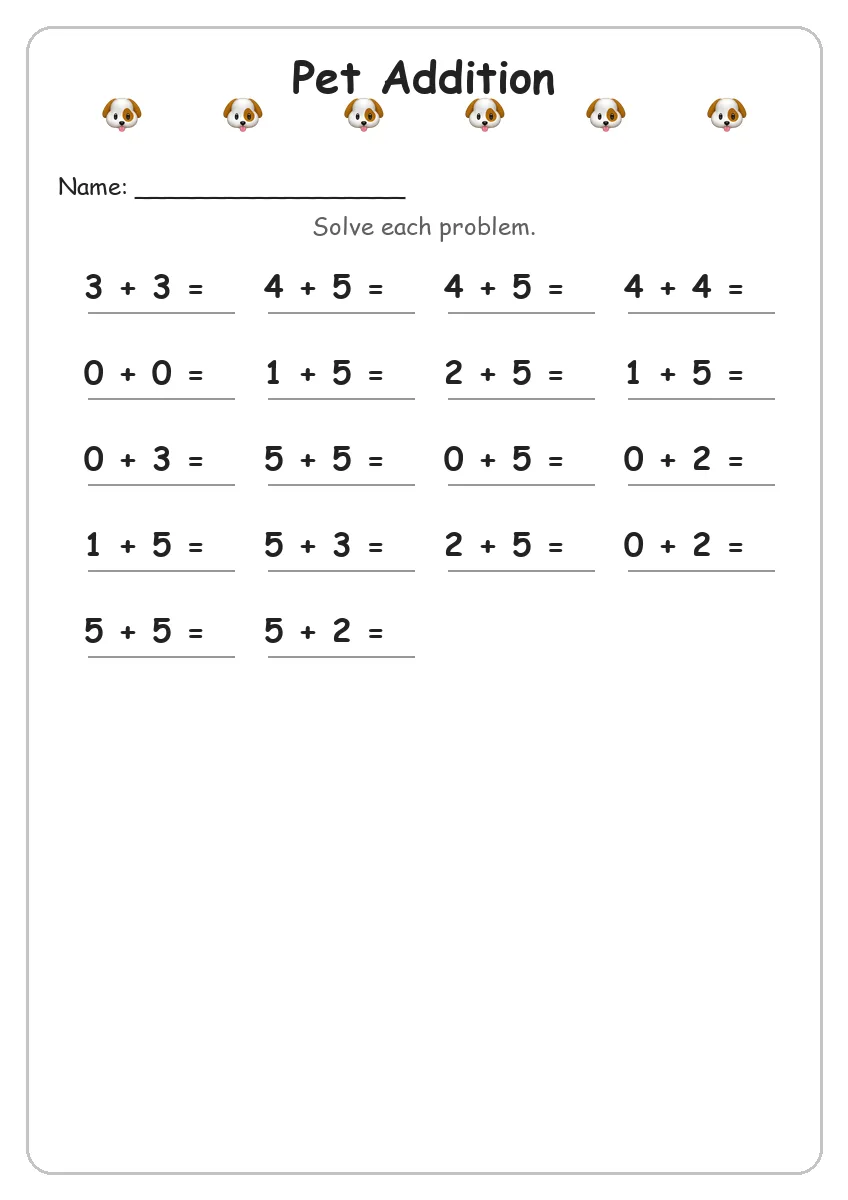 Pet Addition (Kindergarten)