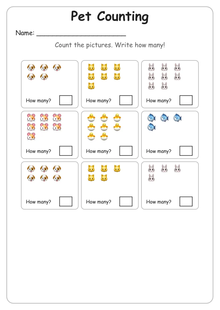 Pet Counting to 10 (Kindergarten)