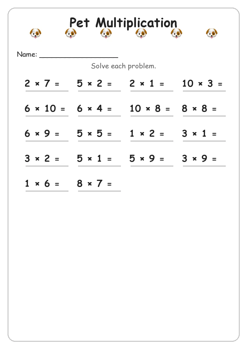 Pet Multiplication (Grade 3)