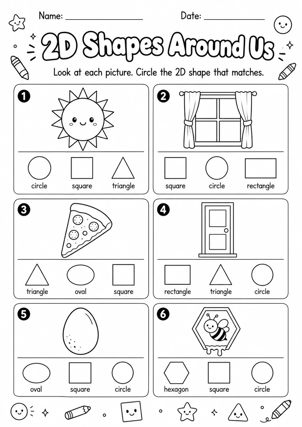2D Shapes Around Us Geometry Worksheet Pack printable worksheet pack preview from KiwiBee
