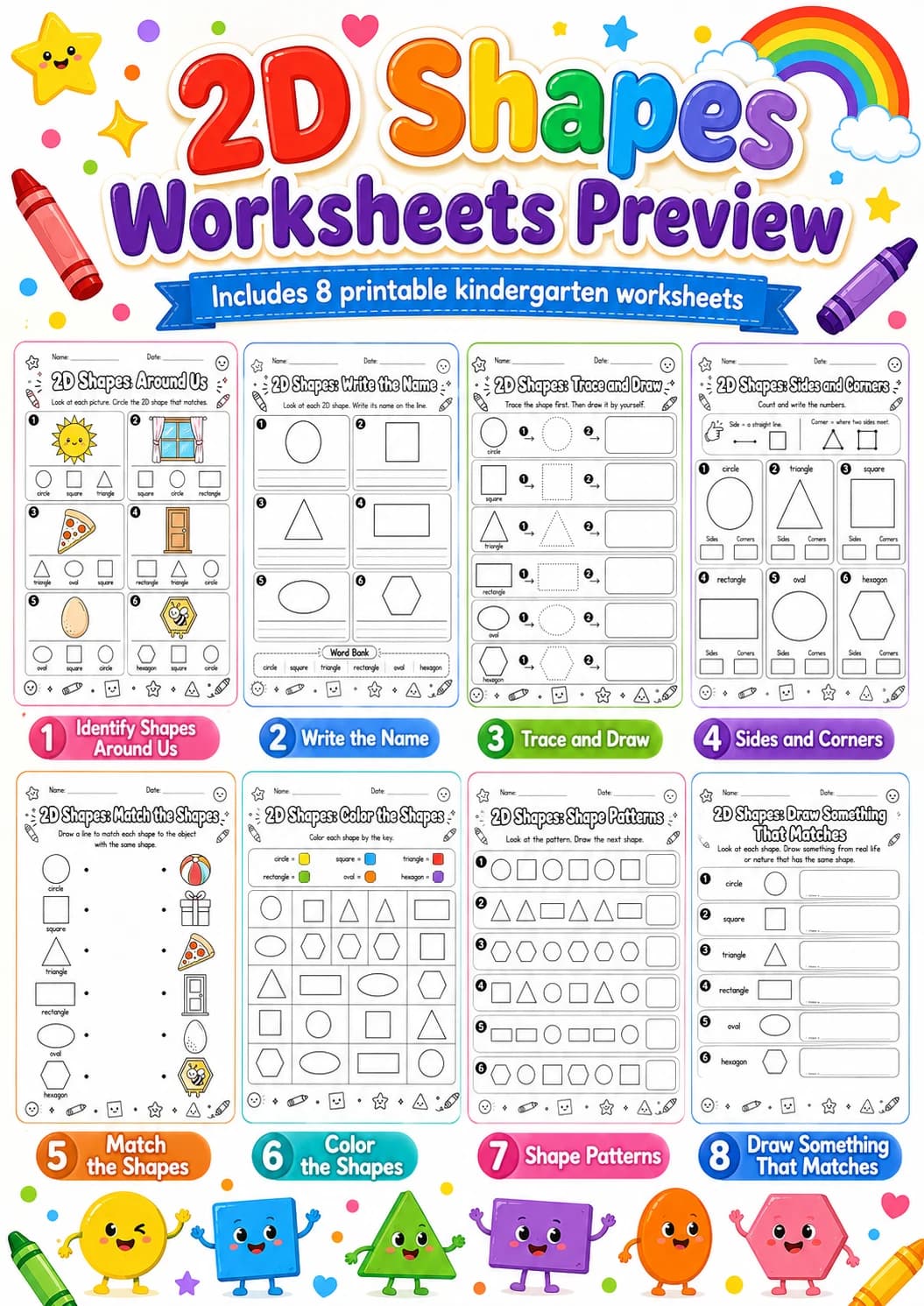 2D Shapes Around Us Geometry Worksheet Pack page 10 printable worksheet preview