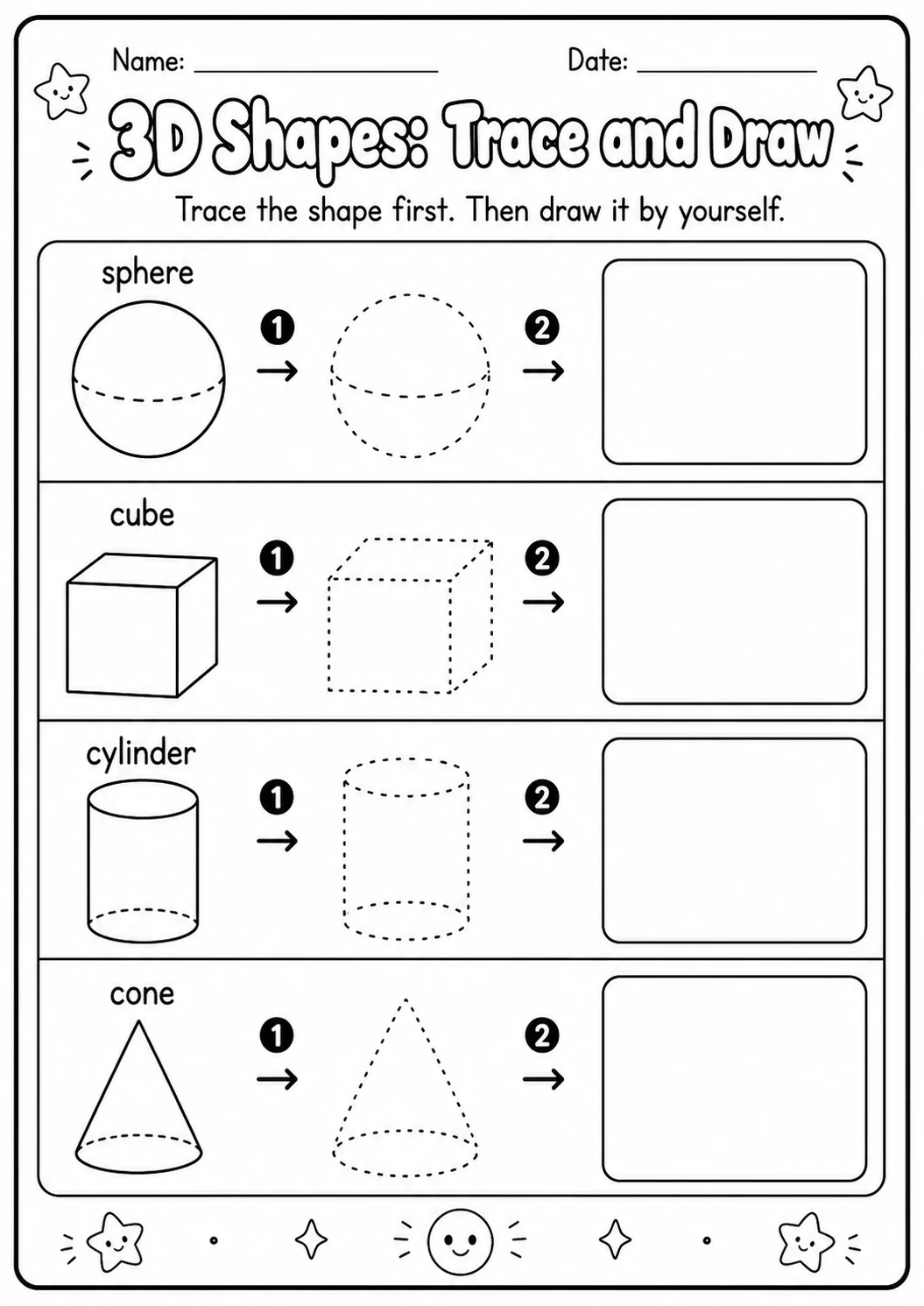3D Shapes Around Us Geometry Worksheet Pack page 3 printable worksheet preview