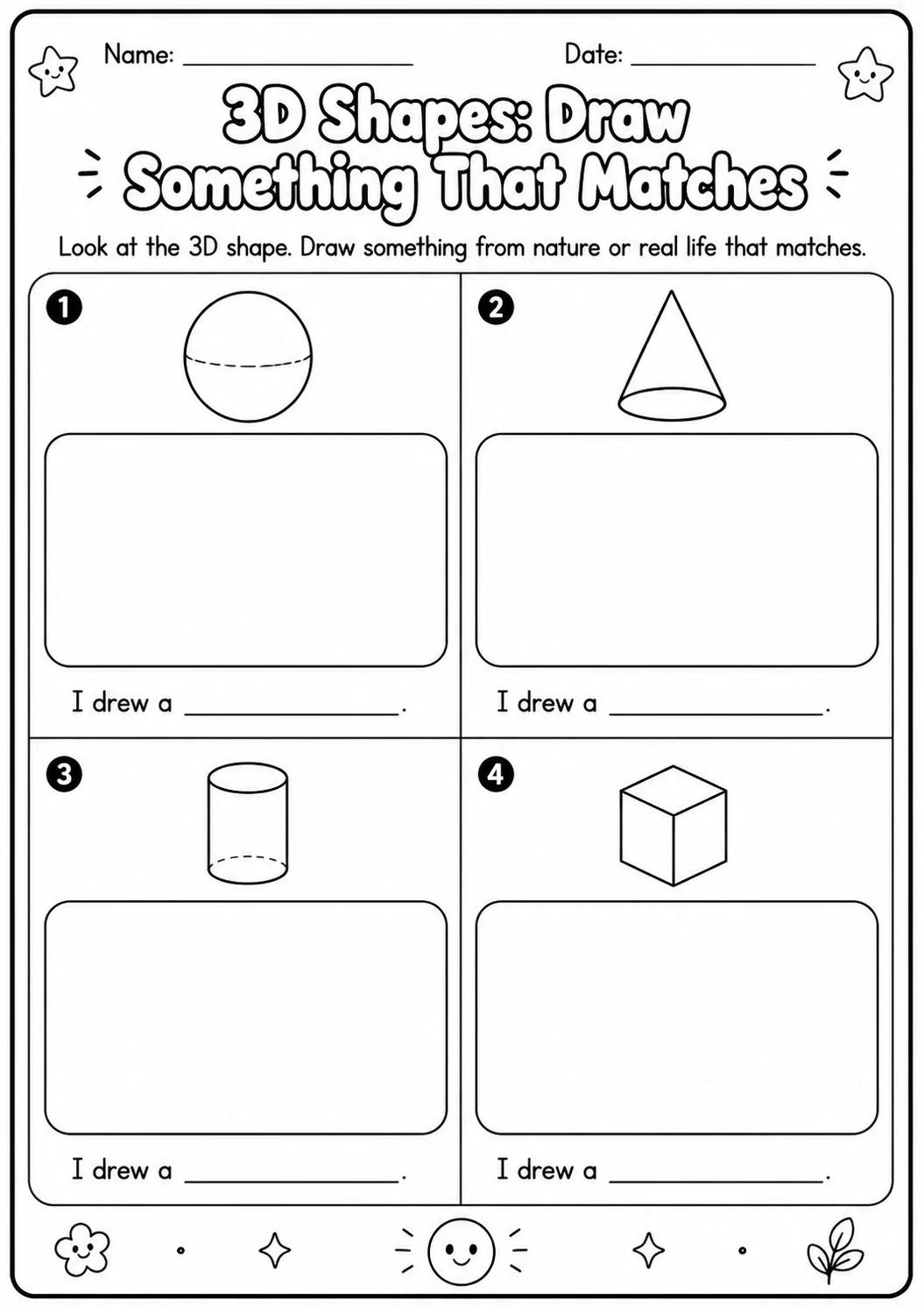 3D Shapes Around Us Geometry Worksheet Pack page 5 printable worksheet preview