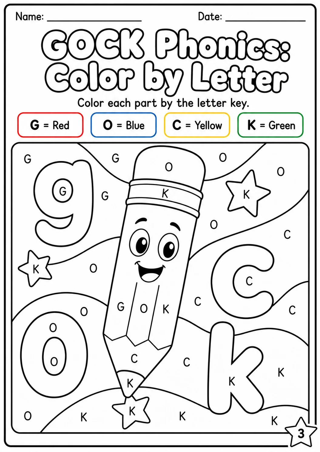 Beginning Sounds Phonics Match the Words - G O C K Worksheet Pack page 3 printable worksheet preview