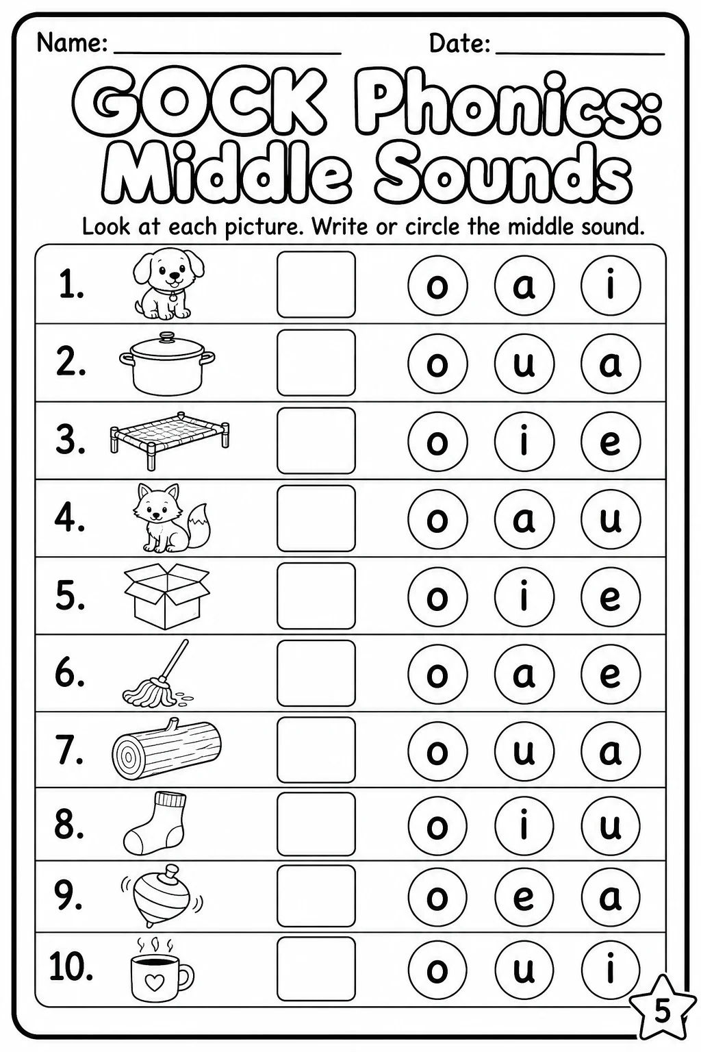 Beginning Sounds Phonics Match the Words - G O C K Worksheet Pack page 5 printable worksheet preview