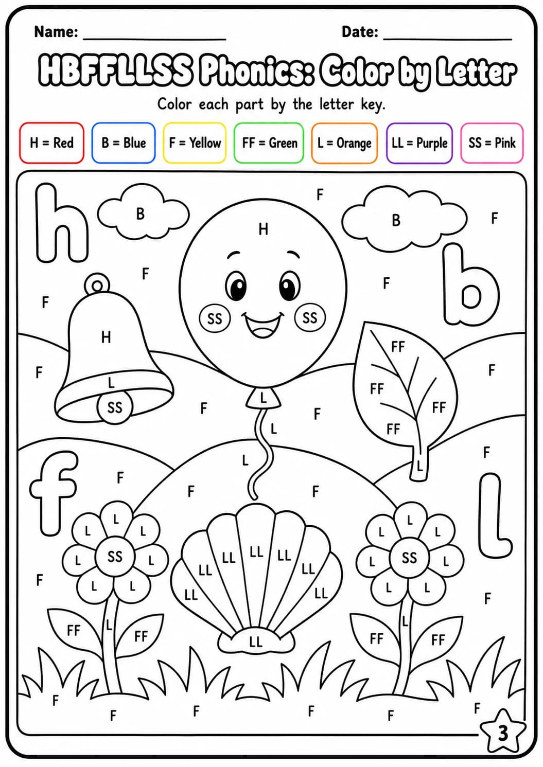 Beginning Sounds Phonics Match the Words - H B F L S Worksheet Pack page 3 printable worksheet preview