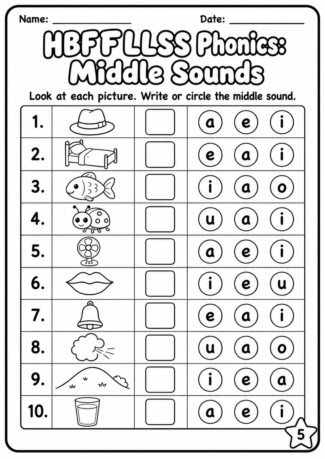 Beginning Sounds Phonics Match the Words - H B F L S Worksheet Pack page 5 printable worksheet preview