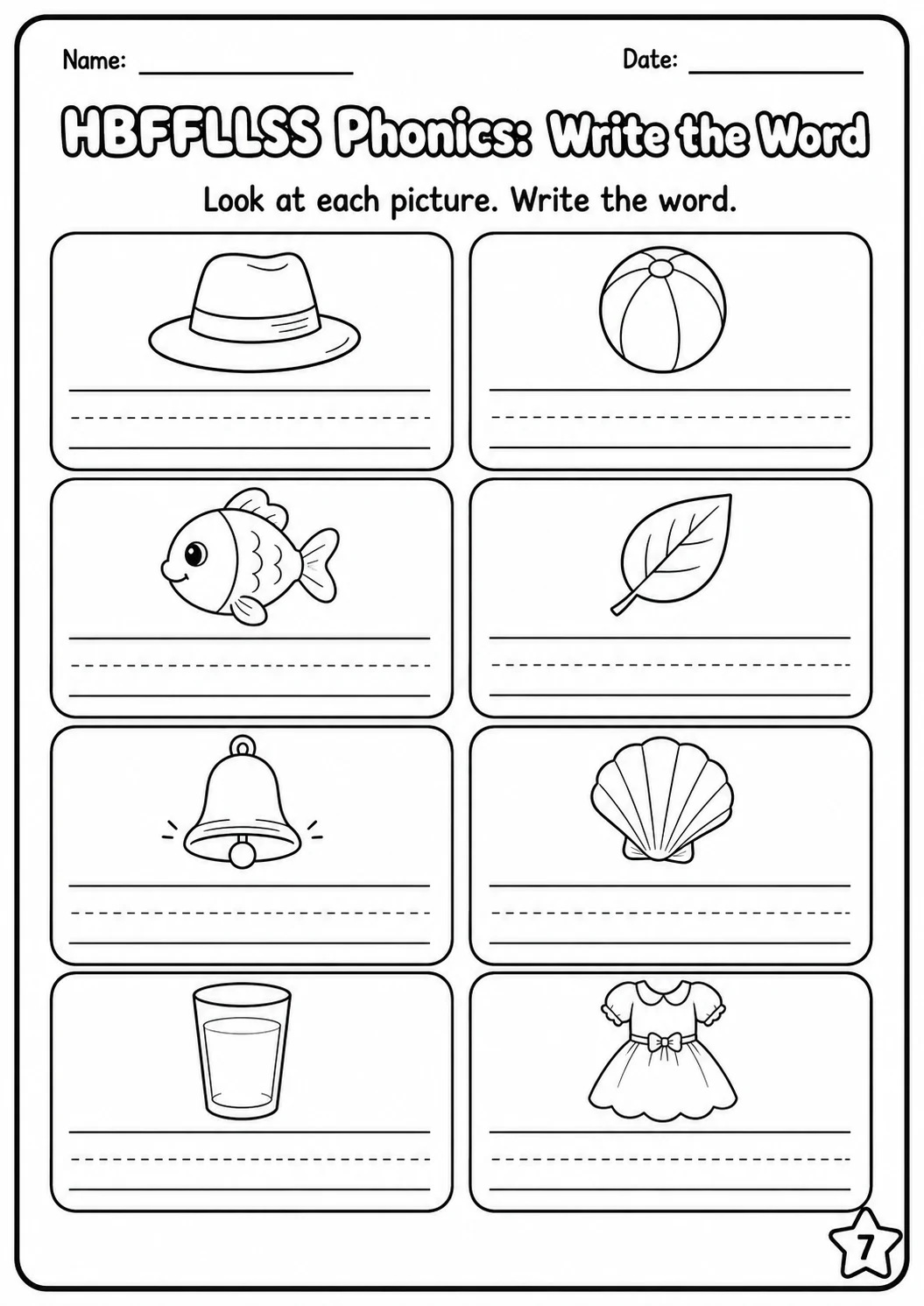 Beginning Sounds Phonics Match the Words - H B F L S Worksheet Pack page 7 printable worksheet preview