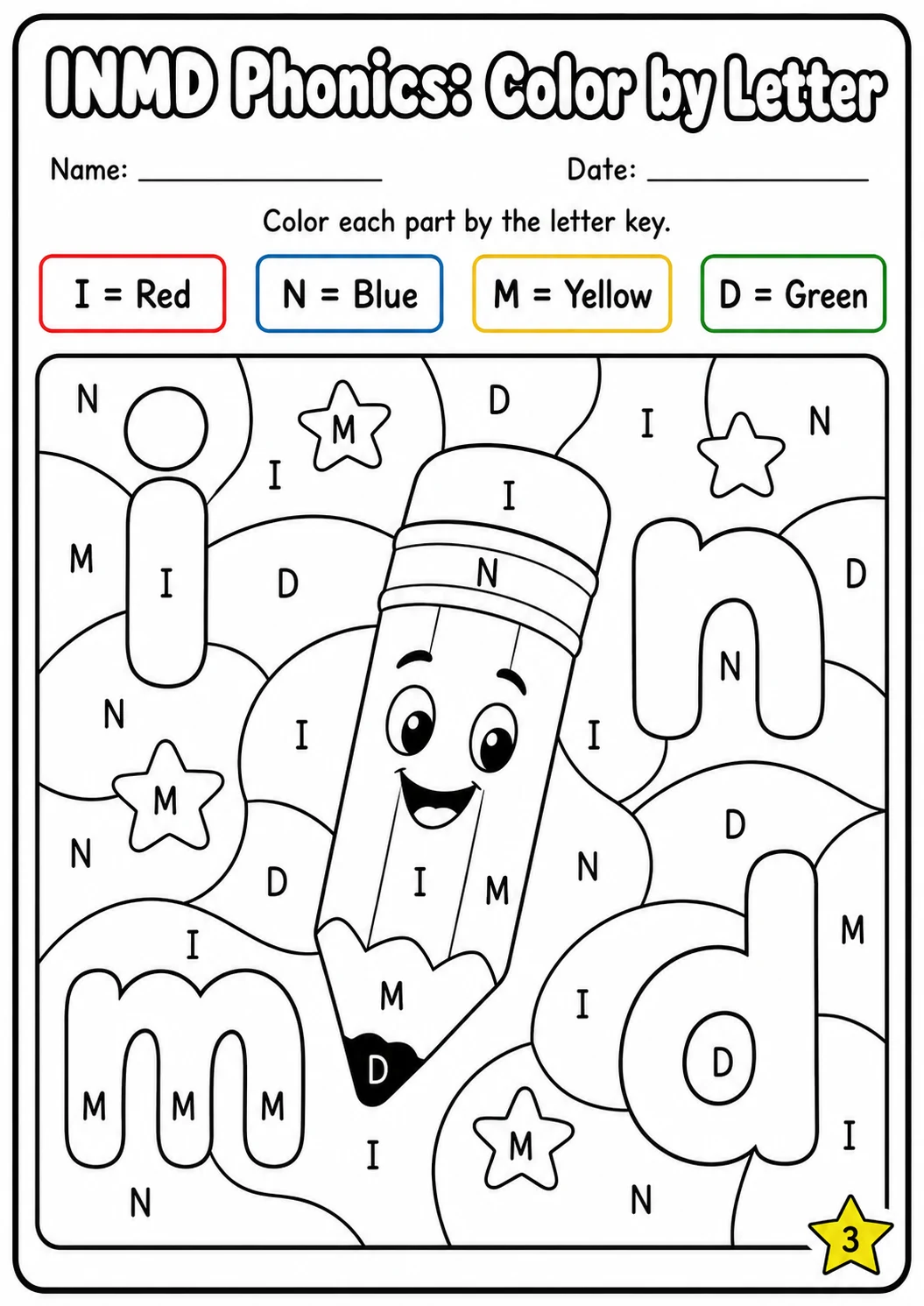 Beginning Sounds Phonics Match the Words - I N M D Worksheet Pack page 3 printable worksheet preview