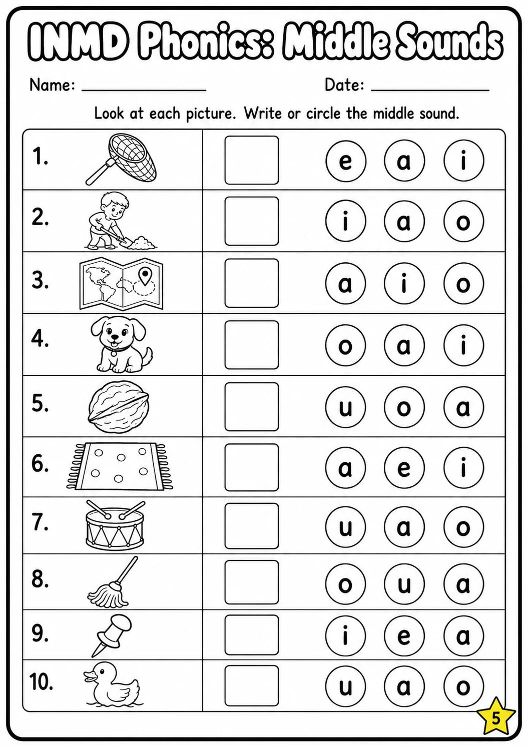 Beginning Sounds Phonics Match the Words - I N M D Worksheet Pack page 5 printable worksheet preview