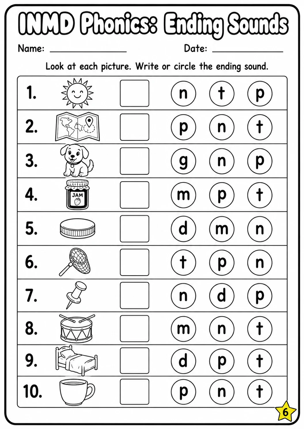 Beginning Sounds Phonics Match the Words - I N M D Worksheet Pack page 6 printable worksheet preview