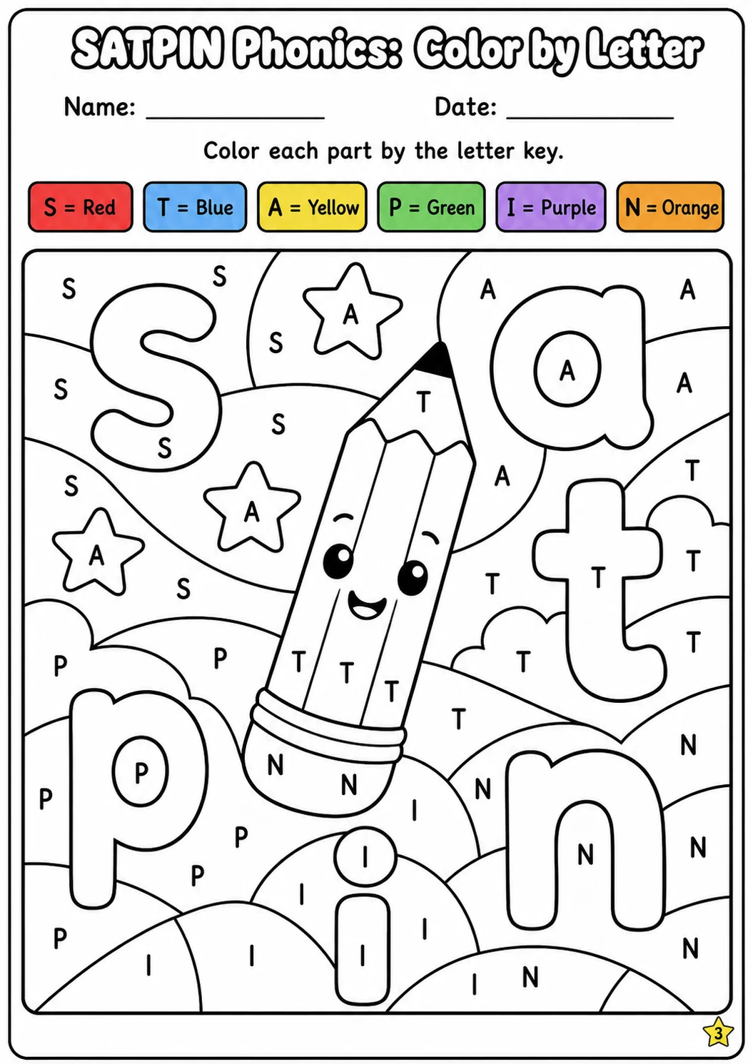 SATPIN Beginning Sounds Phonics Match the Words Worksheet Pack page 3 printable worksheet preview