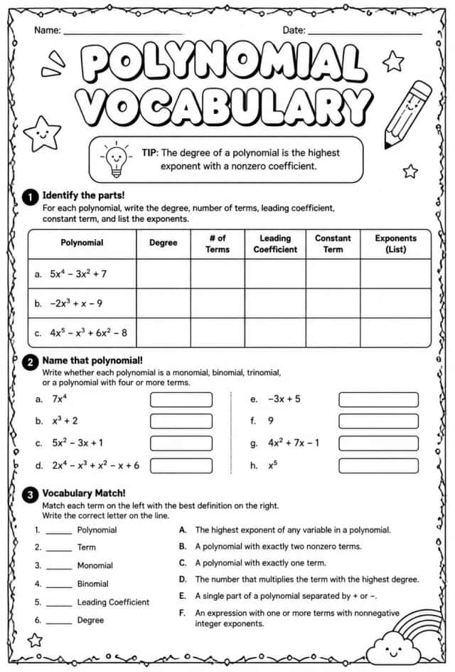 Polynomial vocabulary