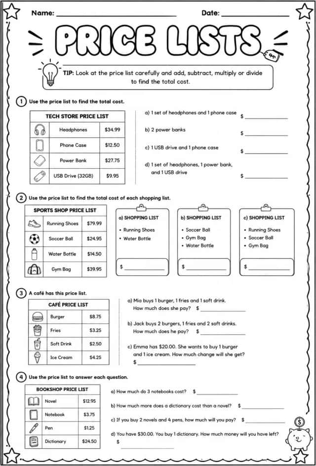Price lists