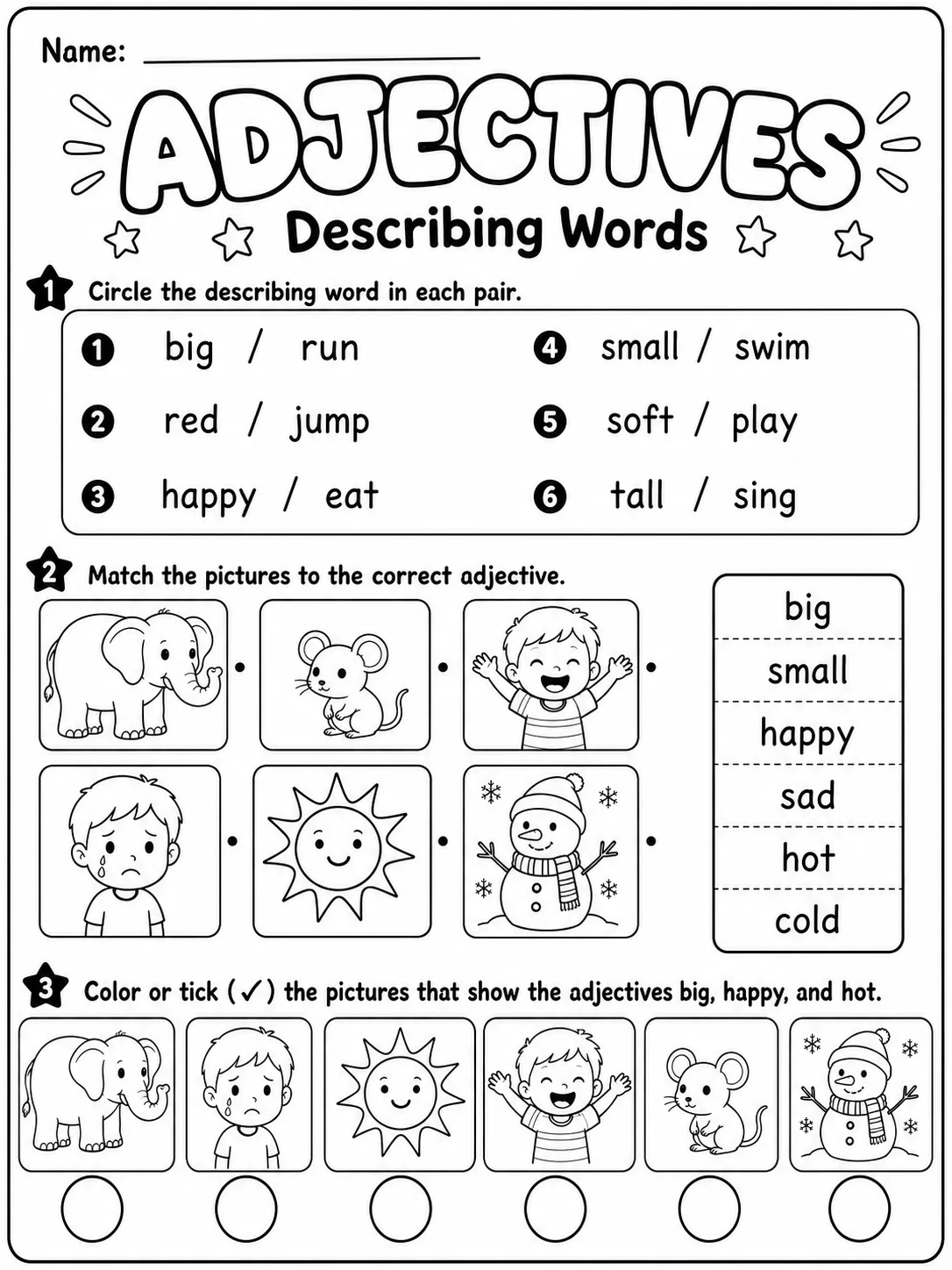 Adjectives Worksheet Pack 10 printable pages preview from KiwiBee
