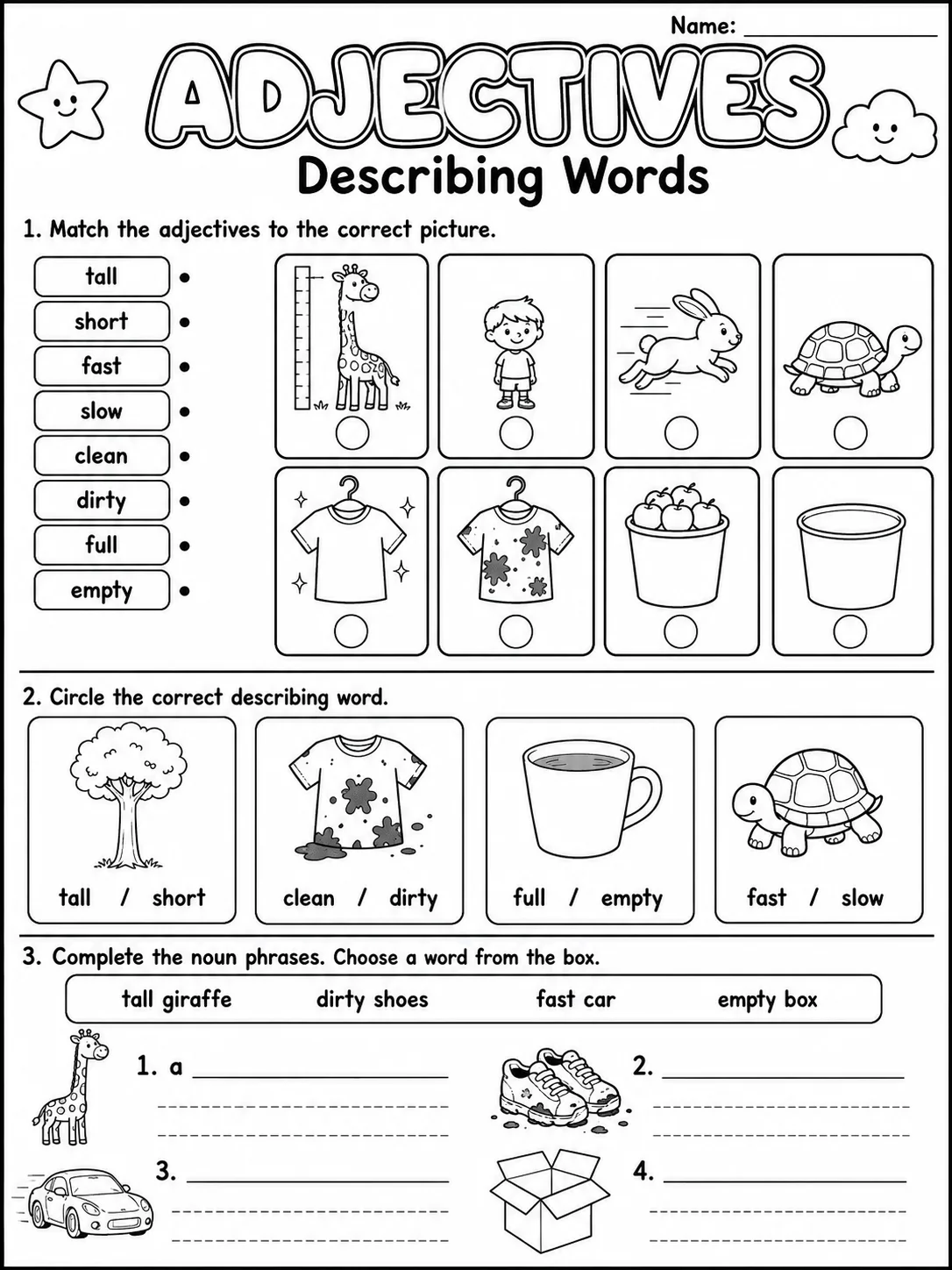 Adjectives Worksheet Pack page 2 printable worksheet preview