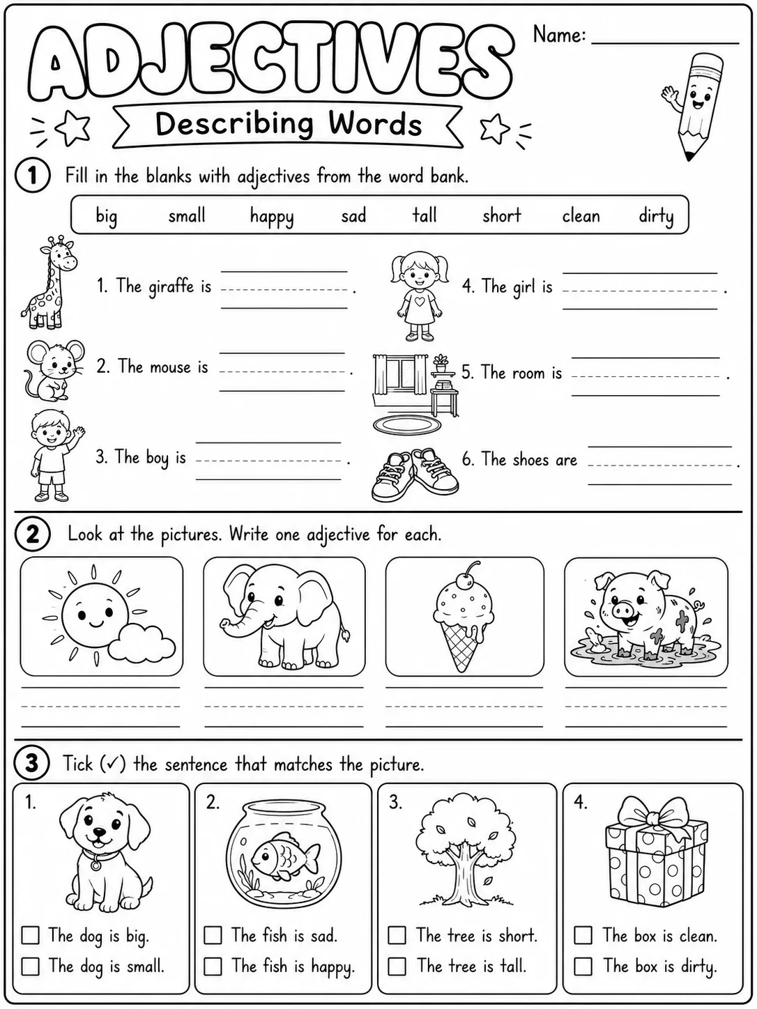 Adjectives Worksheet Pack page 4 printable worksheet preview