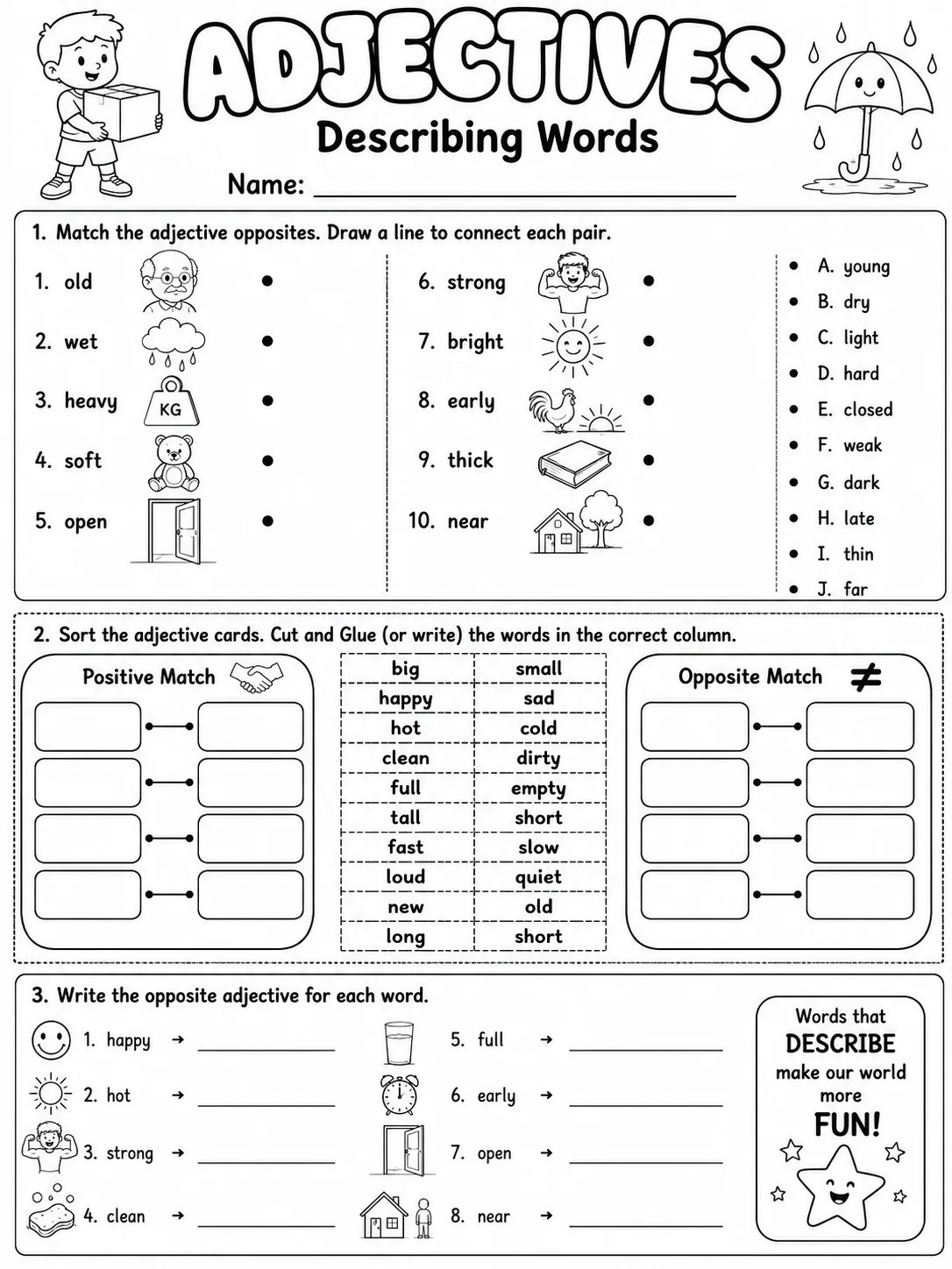 Adjectives Worksheet Pack page 5 printable worksheet preview