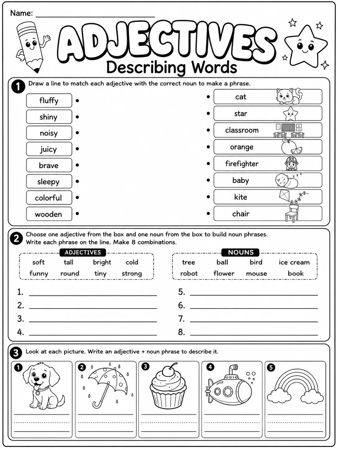 Adjectives Worksheet Pack page 6 printable worksheet preview