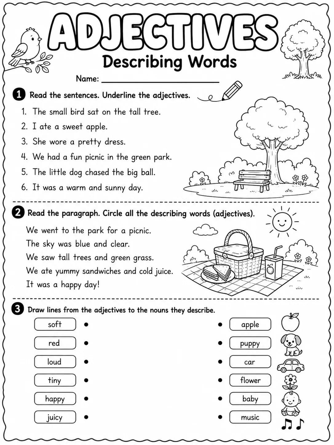 Adjectives Worksheet Pack page 8 printable worksheet preview