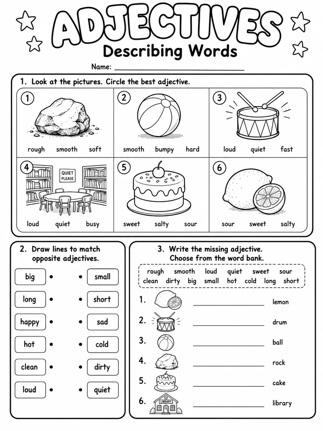 Adjectives Worksheet Pack - Set 2 page 3 printable worksheet preview