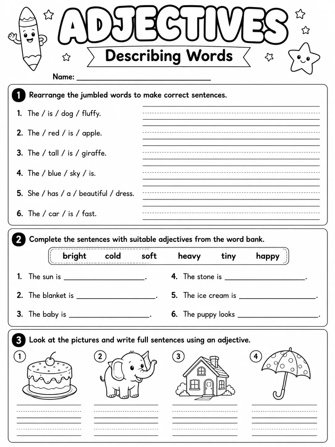 Adjectives Worksheet Pack - Set 2 page 7 printable worksheet preview