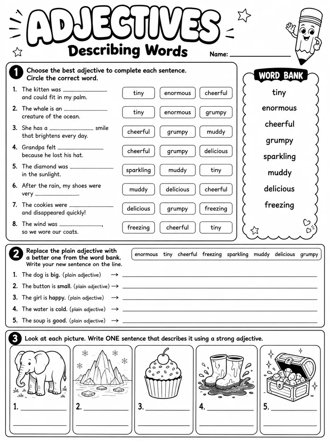 Adjectives Worksheet Pack - Set 2 page 9 printable worksheet preview