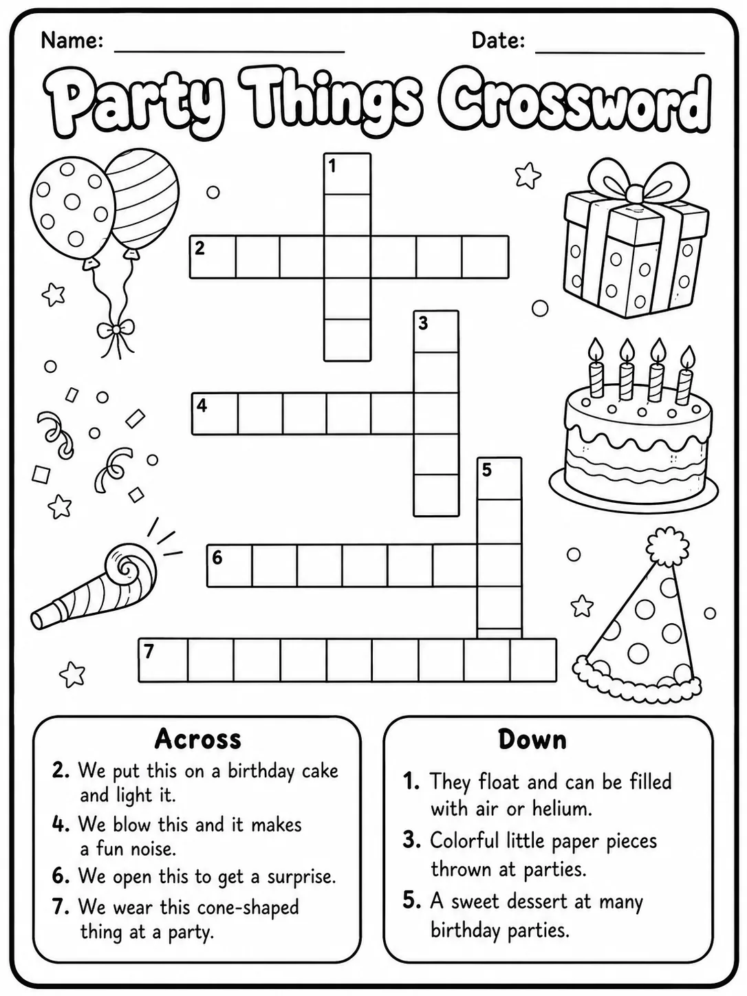 Bakery Foods Crossword Worksheet Pack page 9 printable worksheet preview