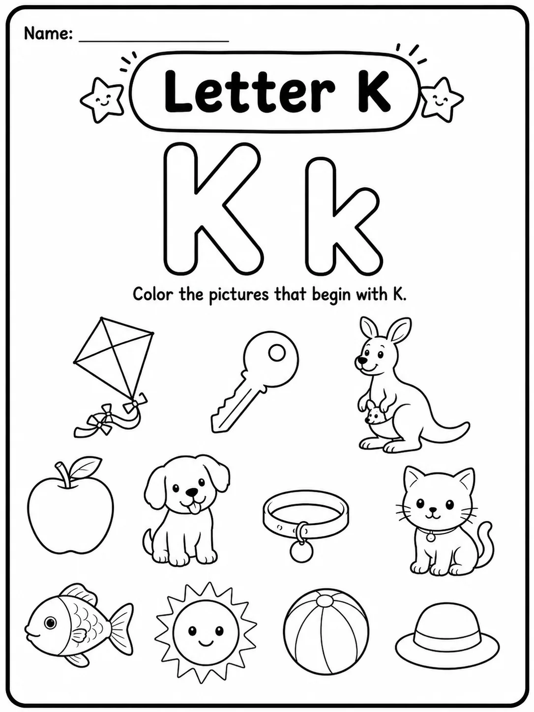 Kindergarten Beginning Sounds Coloring Worksheet Pack printable preview from KiwiBee