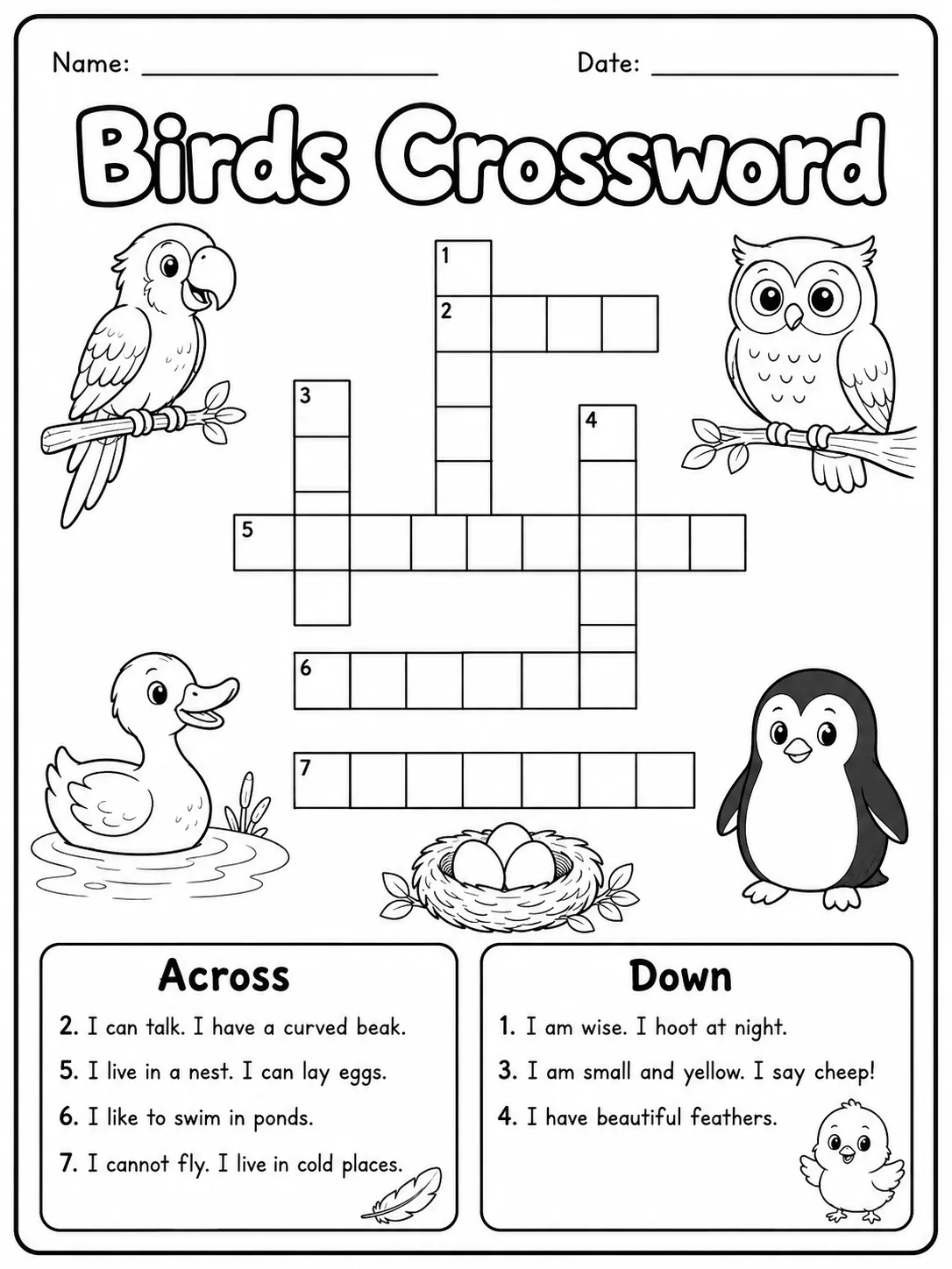 Body Parts Crossword Worksheet Pack page 3 printable worksheet preview