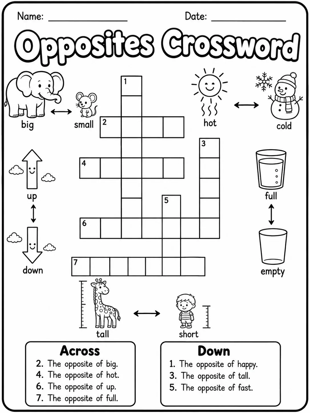 Body Parts Crossword Worksheet Pack page 7 printable worksheet preview