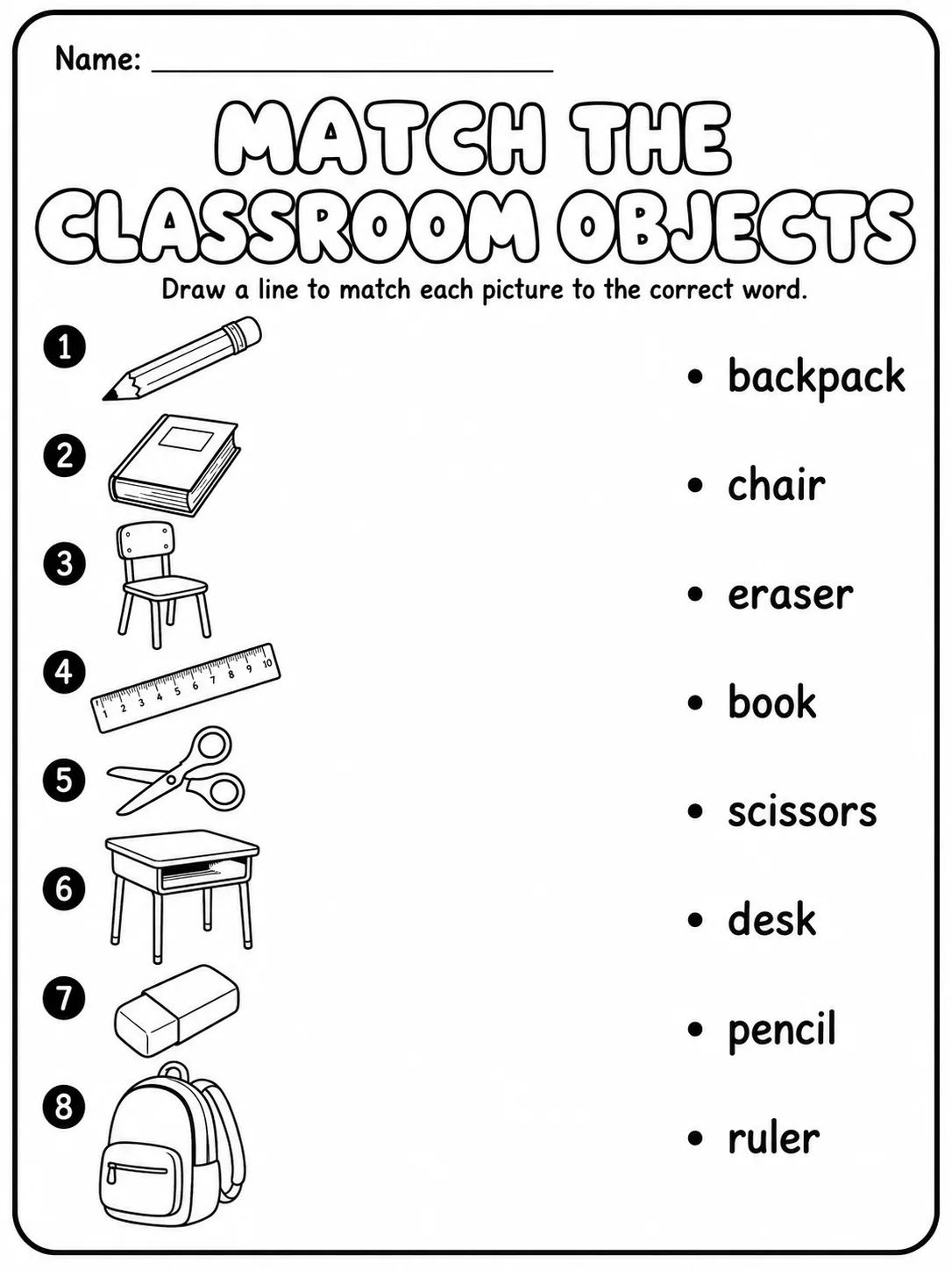 Classroom Objects - Trace the Words Worksheet Pack page 2 printable worksheet preview