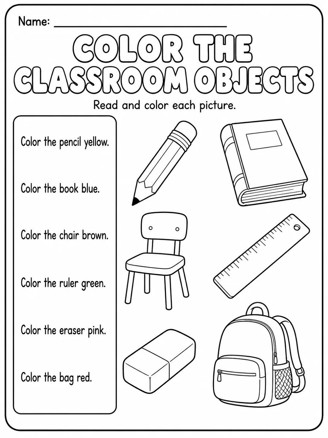Classroom Objects - Trace the Words Worksheet Pack page 3 printable worksheet preview