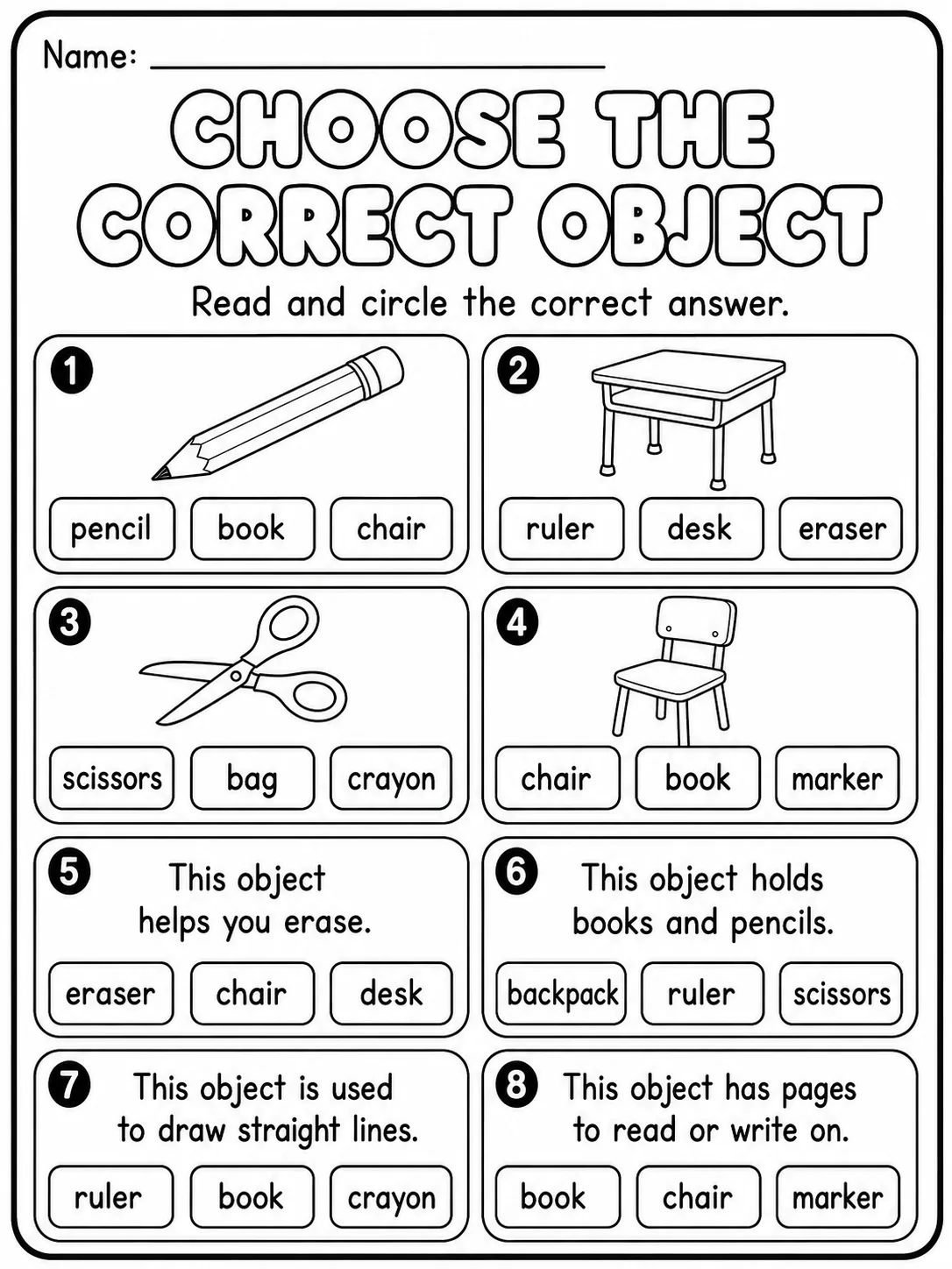 Classroom Objects - Trace the Words Worksheet Pack page 7 printable worksheet preview