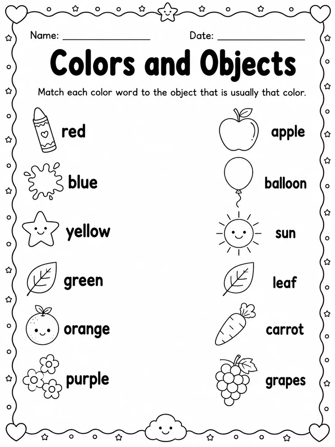 Colors and Objects Worksheet Pack 10 printable pages preview from KiwiBee