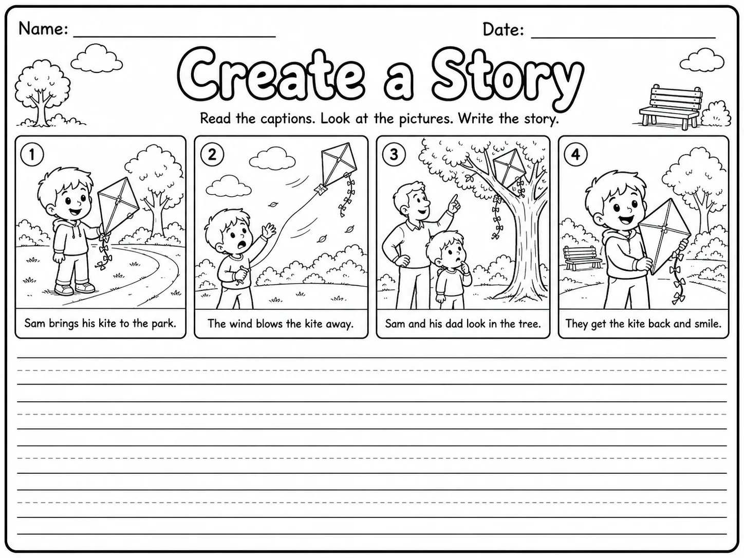 Create a Story Worksheet Pack 10 printable pages preview from KiwiBee