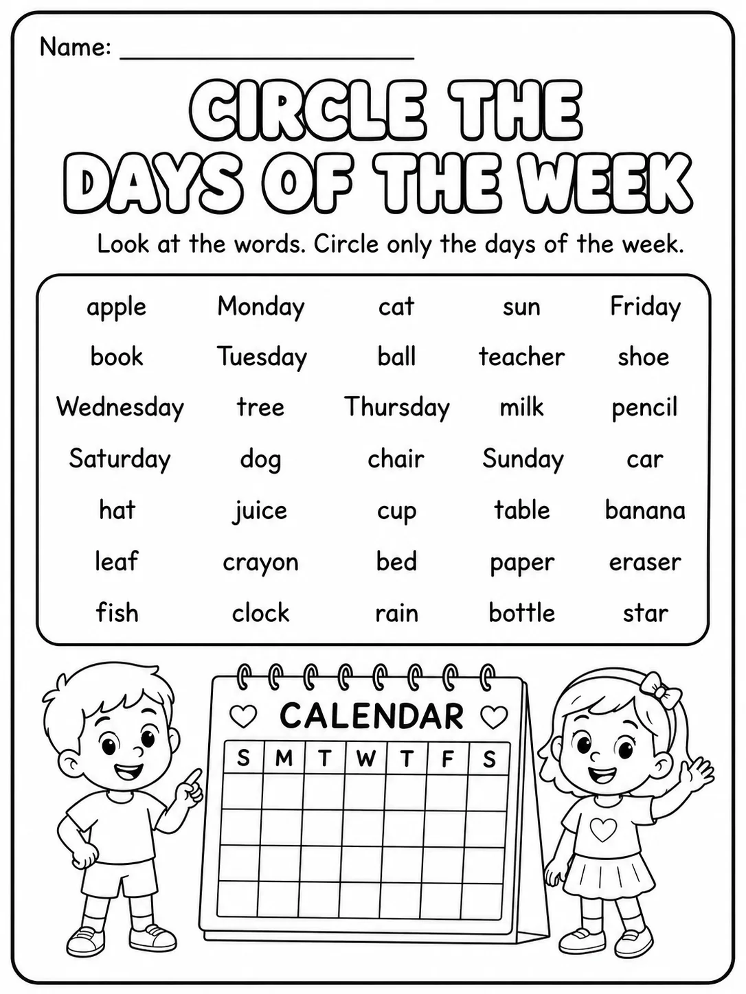 Days of the Week - Trace the Words Worksheet Pack page 3 printable worksheet preview