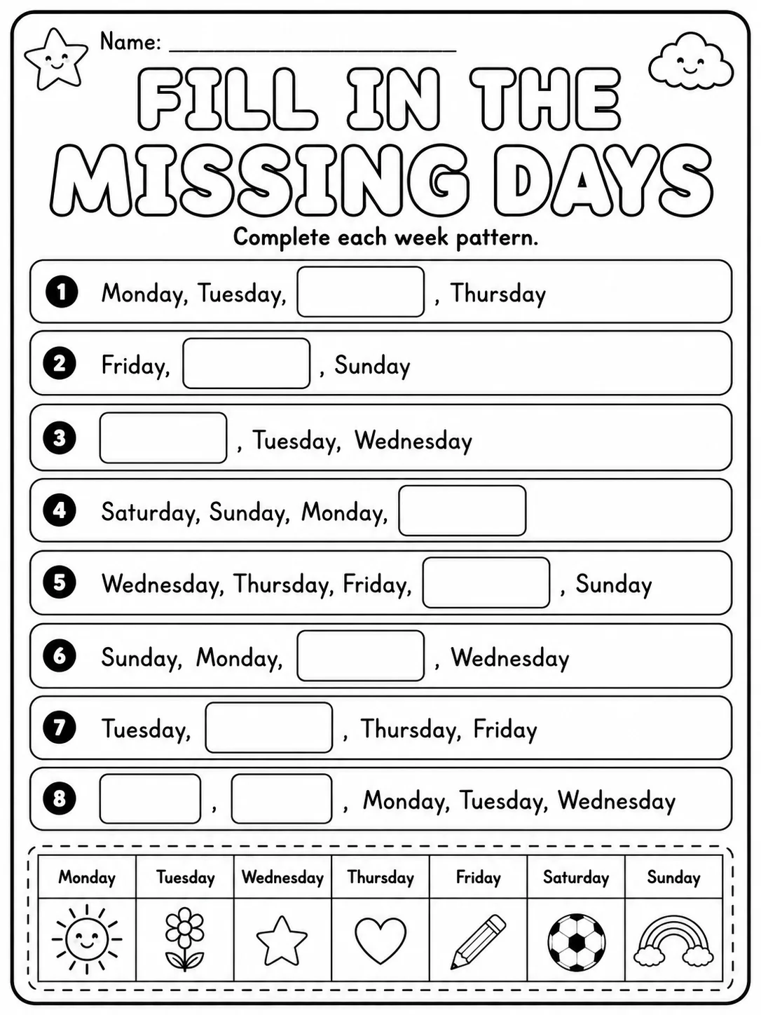 Days of the Week - Trace the Words Worksheet Pack page 9 printable worksheet preview