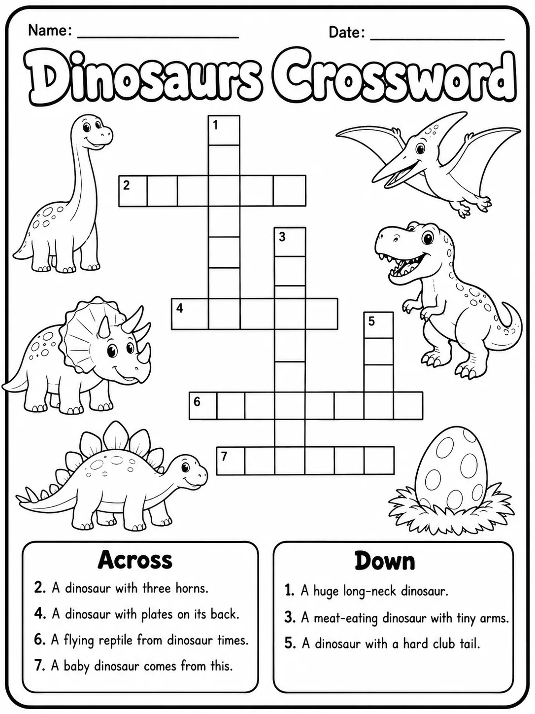 Dinosaurs Crossword Worksheet Pack 9 printable pages preview from KiwiBee