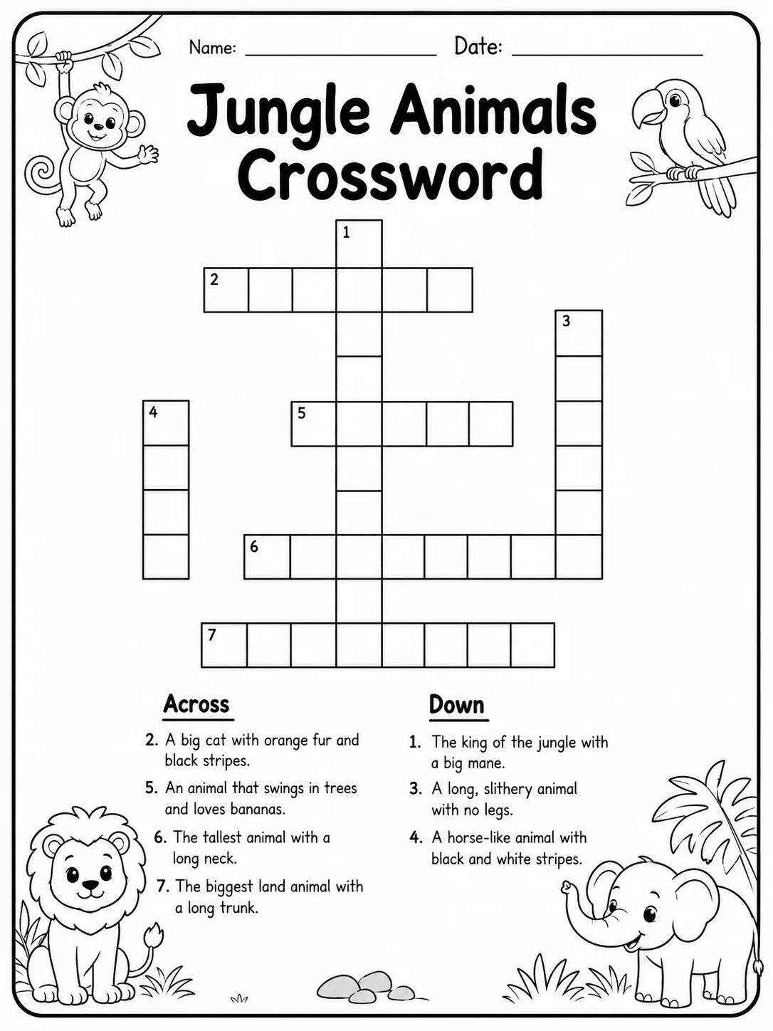Farm Animals Crossword Worksheet Pack page 2 printable worksheet preview