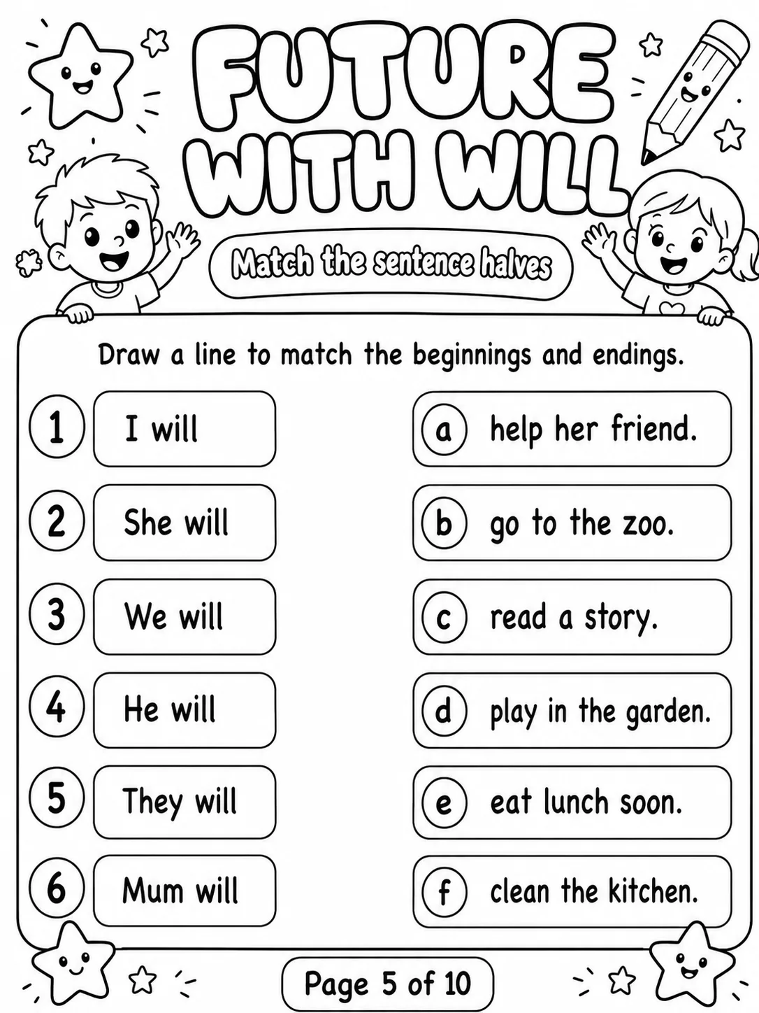 Future with Will Worksheet Pack page 5 printable worksheet preview