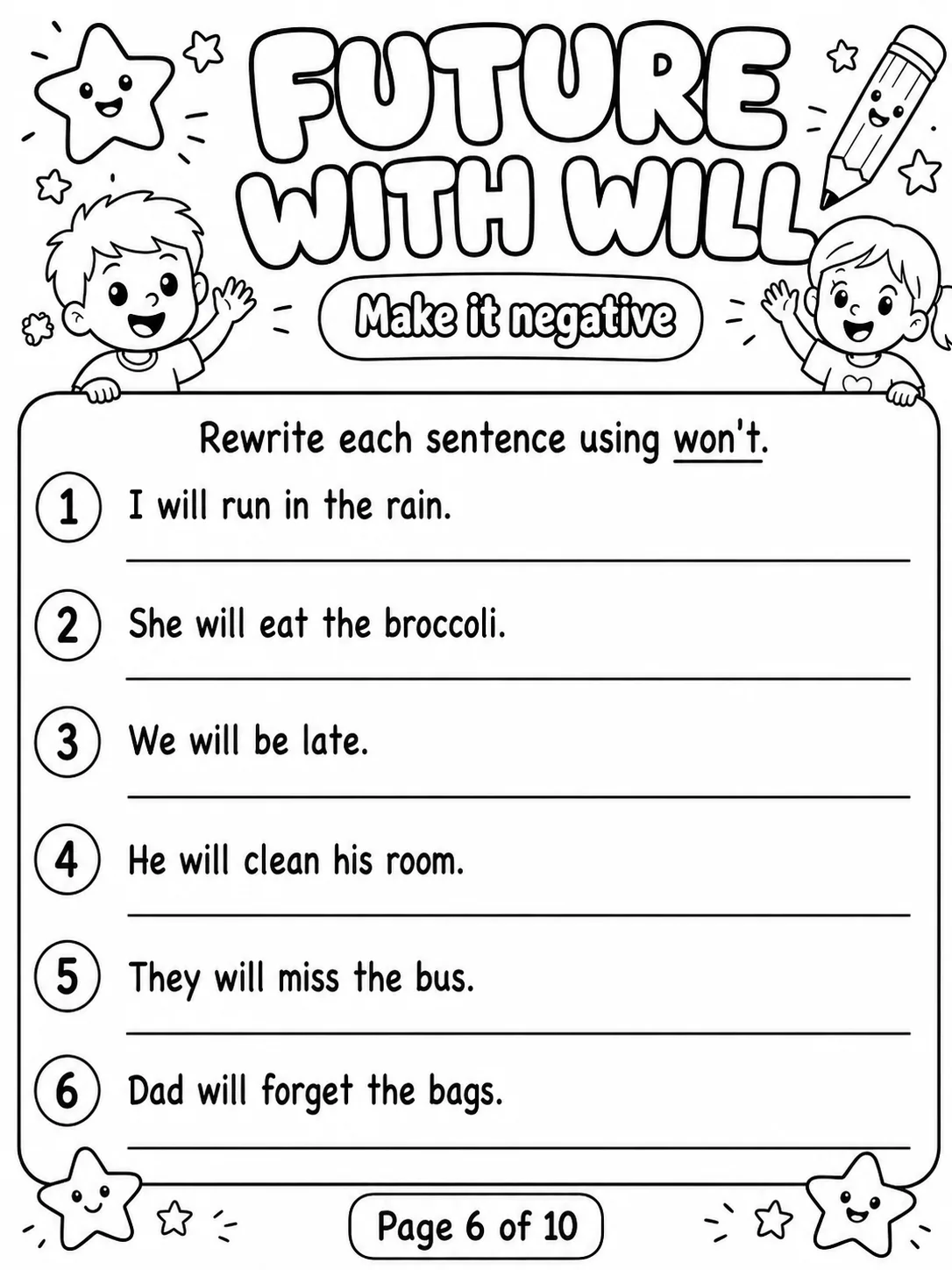 Future with Will Worksheet Pack page 6 printable worksheet preview