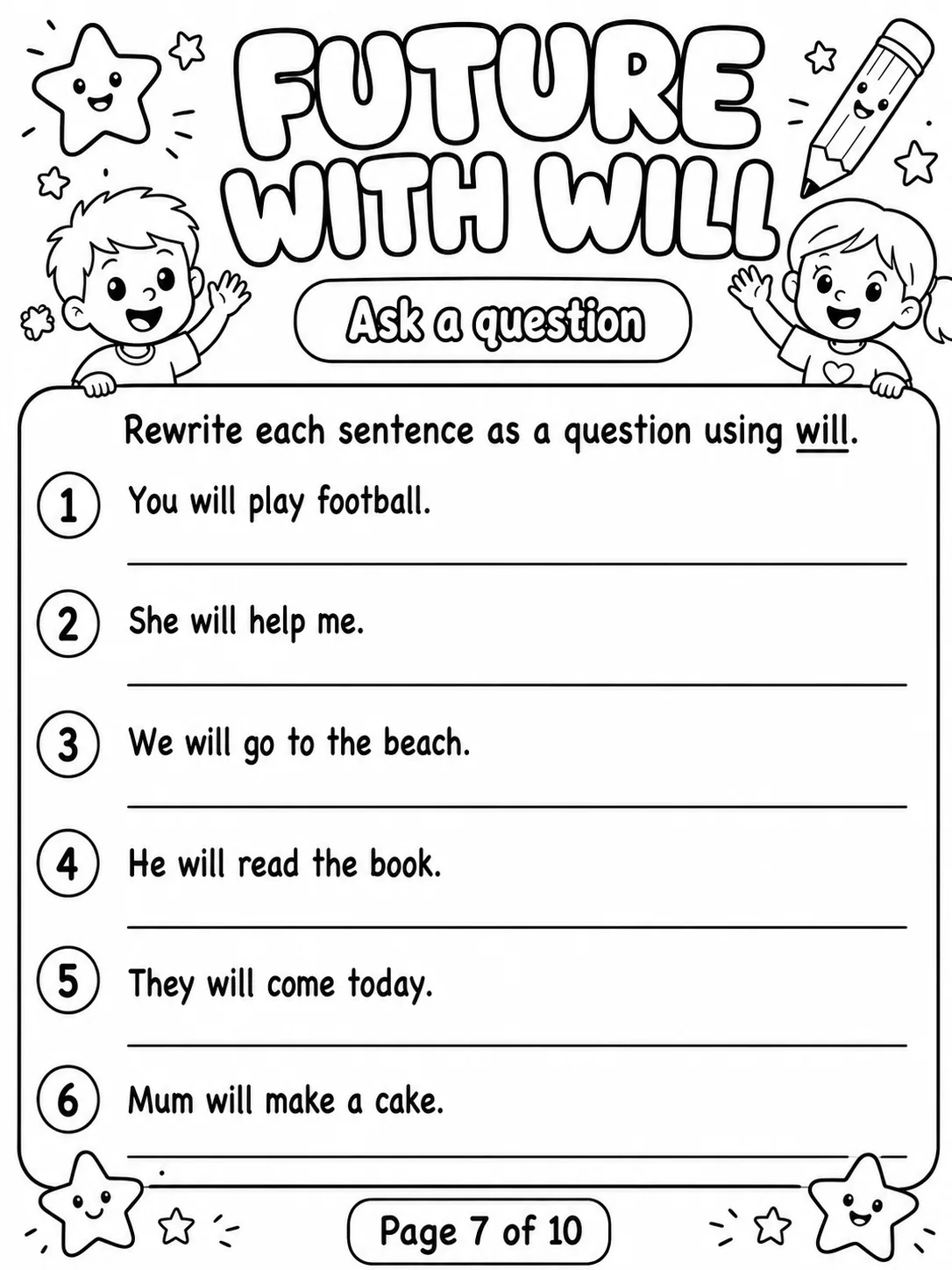 Future with Will Worksheet Pack page 7 printable worksheet preview
