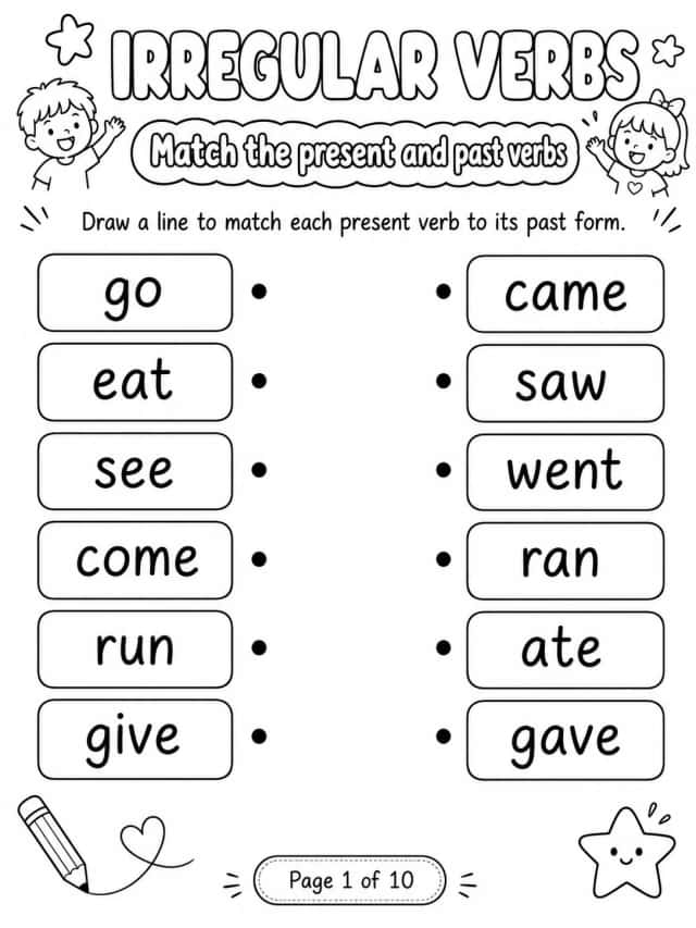 Irregular Verbs Worksheet Pack